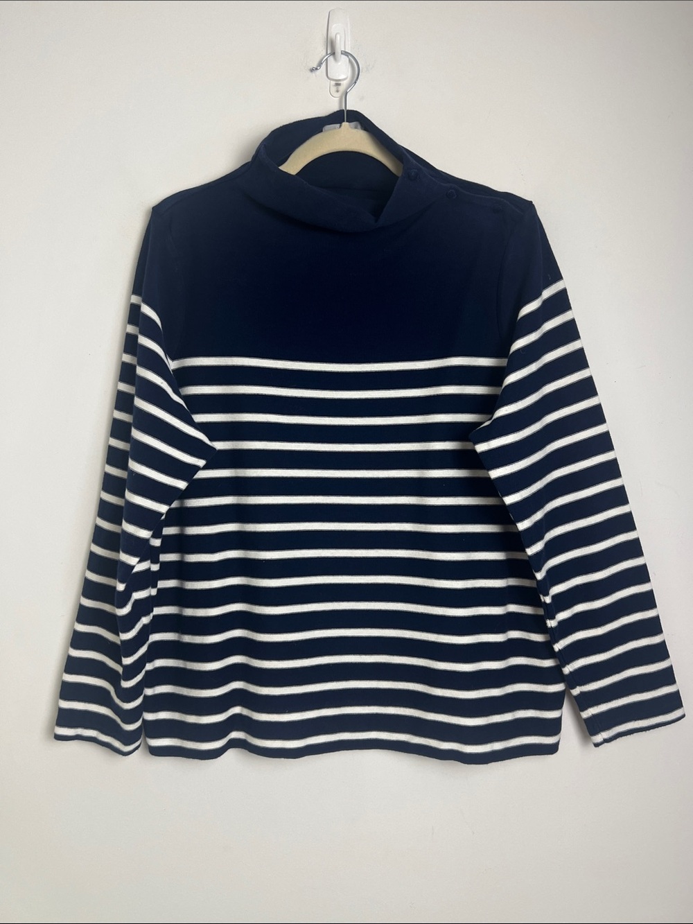 Pure Collection‎ Size 18 Navy & White Nautical Stripe 100% Cotton Pullover Top